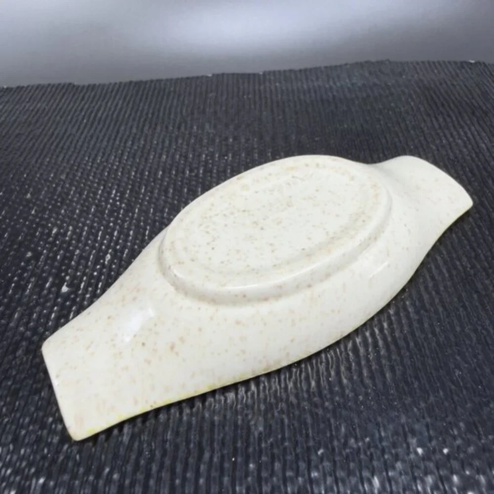 Red Wing Pottery Yellow Speckled Glaze Ashtray Long Dish Tray USA Marked 4.5inch